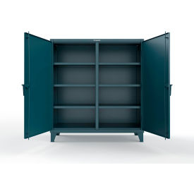 Strong Hold® Double Shift Storage Cabinet 12 Gauge 60"W x 24"D x 66"H Blue 