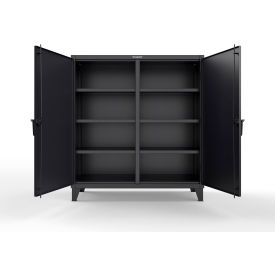 Strong Hold® Double Shift Storage Cabinet 12 Gauge 60"W x 24"D x 66"H Black 