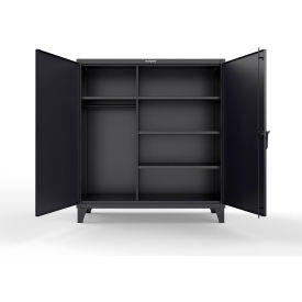 Strong Hold® Extreme Duty Uniform Cabinet w/ 4 Shelves 60"W x 24"D x 66"H Black 