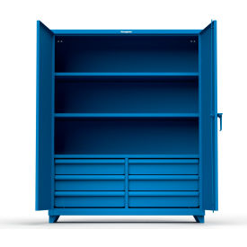 Strong Hold Products 56-243-6/5DB-L-RAL5001 Stronghold Industrial Cabinet with 6 Drawers 60"W x 24"D x 75"H , Blue image.