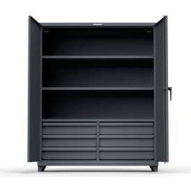 Strong Hold Products 56-243-6/5DB-L-RAL7024 Stronghold Industrial Cabinet with 6 Drawers 60"W x 24"D x 75"H , Dark Gray image.