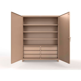 Strong Hold® Extra Heavy Duty Cabinet w/6 Drawer 4 Shelves 60"W x 24"D x 75"H Beige 