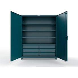 Strong Hold® Extra Heavy Duty Cabinet 6 Half-Width Drawers 4 Shelves 60"W x 24"D x 75"HBlue 
