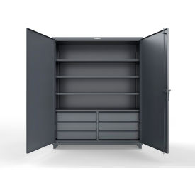 Strong Hold® Extra Heavy Duty Cabinet w/6 Drawer 4 Shelves 60"W x 24"D x 75"H Gray 