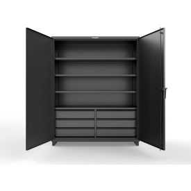 Strong Hold® Extra Heavy Duty Cabinet 6 Half-Width Drawers 4 Shelves60"W x 24"D x 75"HBlack 