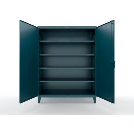 Strong Hold® Extreme Duty Cabinet with 4 Deep Shelves 60"W x 30"D x 66"H Blue 