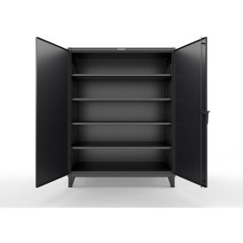 Strong Hold® Extreme Duty Cabinet with 4 Deep Shelves 60"W x 30"D x 66"H Black 