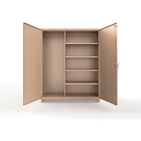 Strong Hold® Extra Heavy Duty Janitorial Cabinet w/ 4 Shelves 60"W x 24"D x 75"H Beige 