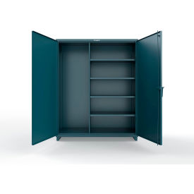 Strong Hold® Extra Heavy Duty Janitorial Cabinet w/ 4 Shelves 60"W x 24"D x 75"H Blue 