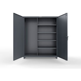 Strong Hold® Extra Heavy Duty Janitorial Cabinet w/ 4 Shelves 60"W x 24"D x 75"H Dark Gray 