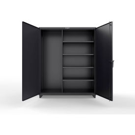 Strong Hold® Extra Heavy Duty Janitorial Cabinet w/ 4 Shelves 60"W x 24"D x 75"H Black 
