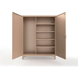 Strong Hold® Extreme Duty Janitorial Cabinet w/ 4 Shelves 60"W x 24"D x 78"H Beige 