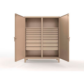 Strong Hold® Double Shift Storage Cabinet 12 Gauge 60"W x 24"D x 78"H Beige 