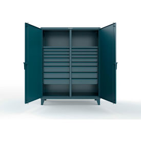 Strong Hold® Double Shift Storage Cabinet 12 Gauge 60"W x 24"D x 78"H Blue 
