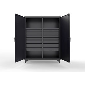 Strong Hold® Double Shift Storage Cabinet with 16 Drawers 12 GA 60" W x 24" D x 78" H Black 
