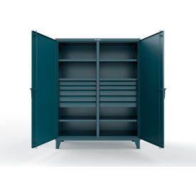 Strong Hold® Double Shift Storage Cabinet with 10 Drawers 12 GA 60" W x 24" D x 78" H Blue 