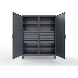 Strong Hold® Double Shift Storage Cabinet with 10 Drawers 60" W x 24" D x 78" H Dark Gray 