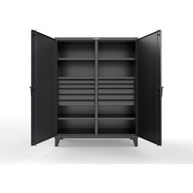 Strong Hold® Double Shift Storage Cabinet with 10 Drawers 12 GA 60" W x 24" D x 78" H Black 