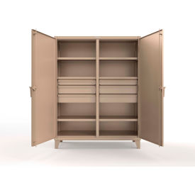 Strong Hold® Double Shift Storage Cabinet with 6 Drawers 12 GA 60" W x 24" D x 78" H Beige 