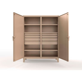 Strong Hold® Double Shift Storage Cabinet with 8 Drawers 12 GA 60" W x 24" D x 78" H Beige 