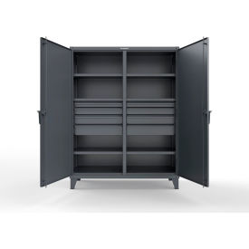 Strong Hold® Double Shift Storage Cabinet with 8 Drawers 60" W x 24" D x 78" H Dark Gray 