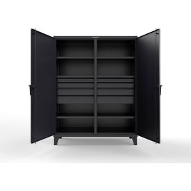 Strong Hold® Double Shift Storage Cabinet with 8 Drawers 12 GA 60" W x 24" D x 78" H Black 