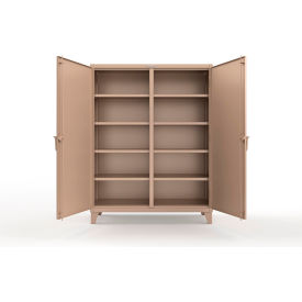 Strong Hold® Double Shift Storage Cabinet with 8 Shelves 12 GA 60" W x 24" D x 78" H Beige 