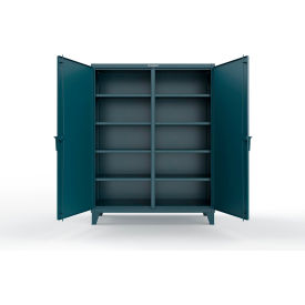Strong Hold® Double Shift Storage Cabinet with 8 Shelves 12 GA 60" W x 24" D x 78" H Blue 
