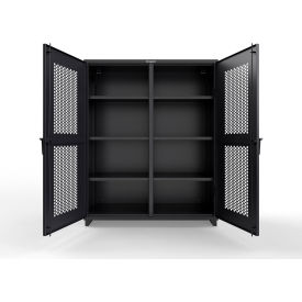 Strong Hold® Double Shift Ventilated Hex Cabinet 14 GA 60" W x 24" D x 75" H Black 
