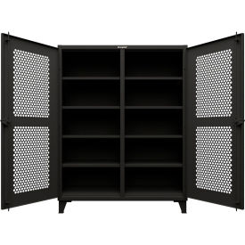 Strong Hold® Hex Double Shift Cabinet with 8 Shelves 12 GA 60" W x 24" D x 78" H Black 