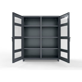 Strong Hold® Double Shift Clear View Cabinet 14 GA 60" W x 24" D x 75" H Dark Gray 