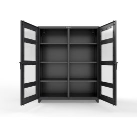 Strong Hold® Double Shift Clear View Cabinet 14 GA 60" W x 24" D x 75" H Black 