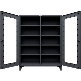 Strong Hold® Clear View Double Shift Cabinet 60" W x 24" D x 78" H Dark Gray 