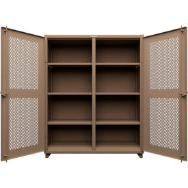 Strong Hold® Double Shift Ventilated Diamond Cabinet 14 GA 60" W x 24" D x 75" H Beige 