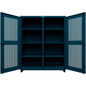 Strong Hold® Double Shift Ventilated Diamond Cabinet 14 GA 60" W x 24" D x 75" H Blue 