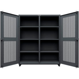 Strong Hold® Double Shift Ventilated Diamond Cabinet 14 GA 60" W x 24" D x 75" H Dark Gray 