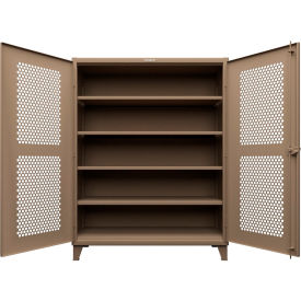 Strong Hold® HD Stationary Ventilated Cabinet w/5 Compartments 60"W x 24"D x 78"H Beige 