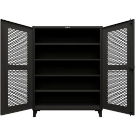 Strong Hold® HD Stationary Ventilated Cabinet w/4 Shelves 60"W x 24"D x 78"H Black 