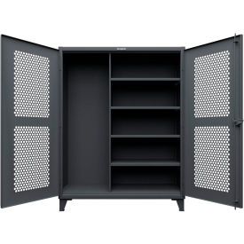 Strong Hold® HD Stationary Ventilated Cabinet w/6 Compartments 60"W x 24"D x 78"HDark Gray 