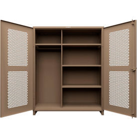 Strong Hold® HD Stationary Ventilated Cabinet w/4 Shelves 60"W x 24"D x 75"H Beige 