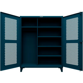 Strong Hold® HD Stationary Ventilated Cabinet w/5 Shelves 60"W x 24"D x 66"H Blue 