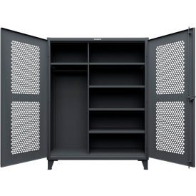Strong Hold® HD Stationary Ventilated Cabinet w/5 Shelves 60"W x 24"D x 66"HDark Gray 
