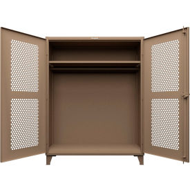 Strong Hold® HD Stationary Ventilated Cabinet w/1 Shelves 60"W x 24"D x 78"H Beige 