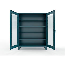 Strong Hold® Clearview Cabinet with SecuRam ScanLogic Smart Lock 60"W x 24"D x 78"H Blue 