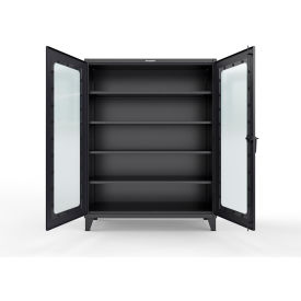 Strong Hold® Clearview Cabinet w/ SecuRam ScanLogic Basic Lock 60"W x 24"D x 78"H Black 