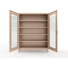Strong Hold® Clearview Cabinet with 4 Shelves 60"W x 24"D x 78"H Beige 