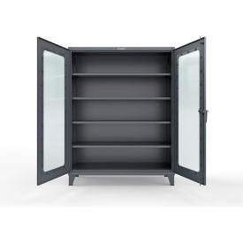 Strong Hold® Clearview Cabinet with 4 Shelves 60"W x 24"D x 78"H Dark Gray 