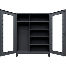 Strong Hold® Clearview Uniform Cabinet with 5 Shelves 60"W x 24"D x 66"H Dark Gray 
