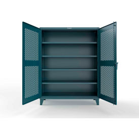 Strong Hold® Cabinet w/ Ventilated Doors SecuRam ScanLogic Basic Lock 60"W x 24"D x 78"HBlue 