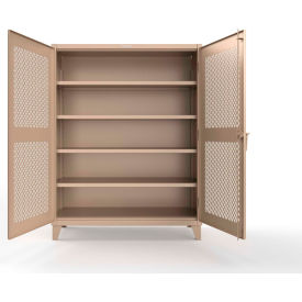 Strong Hold® Cabinet w/Ventilated Diamond Doors 60"W x 24"D x 78"H Beige 